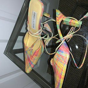 Ankle Strap Multi-Colored Heel Size 9.5